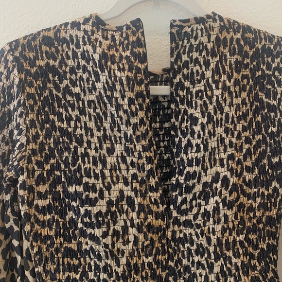 Ganni Leopard Print Smocked Mini Dress - Picture 8 of 10